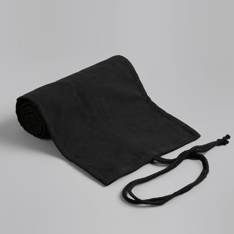 Borsa per penna a rotolo di tela nera pura fatta a mano Tenda a matita colorata per schizzi di ragazzo e ragazza di grande capacità, 12 Holes, 24 Holes, 36  Holes, 48  Holesk, 72 Holes, 108 Holes