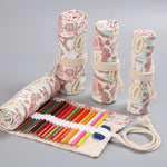 Tower Canvas Handmade Pen Curtain Roll Pen Bag Sketch Colour Pencil Bag, 12 Holes, 24 Holes, 36  Holes, 48  Holes, 72 Holes