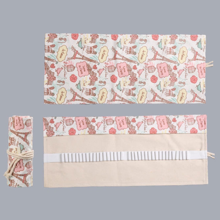 Tower Canvas Handmade Pen Curtain Roll Pen Bag Sketch Colour Pencil Bag, 12 Holes, 24 Holes, 36  Holes, 48  Holes, 72 Holes