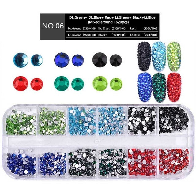 Strass 3D con Retro Piatto in Vetro per Nail Art