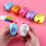 4 PCS Giocattoli educativi per bambini dipinti a mano con uova di Pasqua dipinte a mano, motivo e colore casuali, 4 PCS Painted Easter Eggs