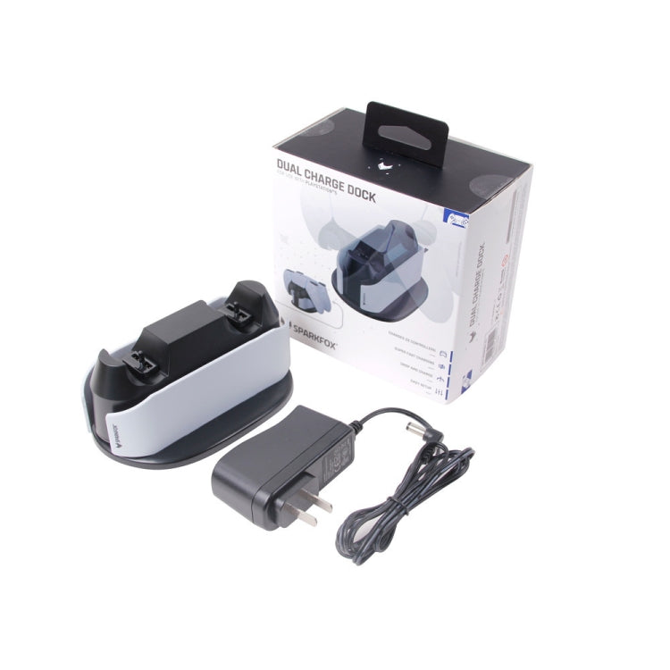 SPARKFOX W20P508 Caricatore doppio con contatti Caricabatterie con impugnatura wireless per PS5, stile:, Charger+Data Cable+Charging Plug, Charger+Data Cable