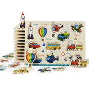 Puzzle in legno da afferrare a mano, giocattolo educativo, numero, modello di trasporto, puzzle, regalo per bambini,, Random Style Delivery
