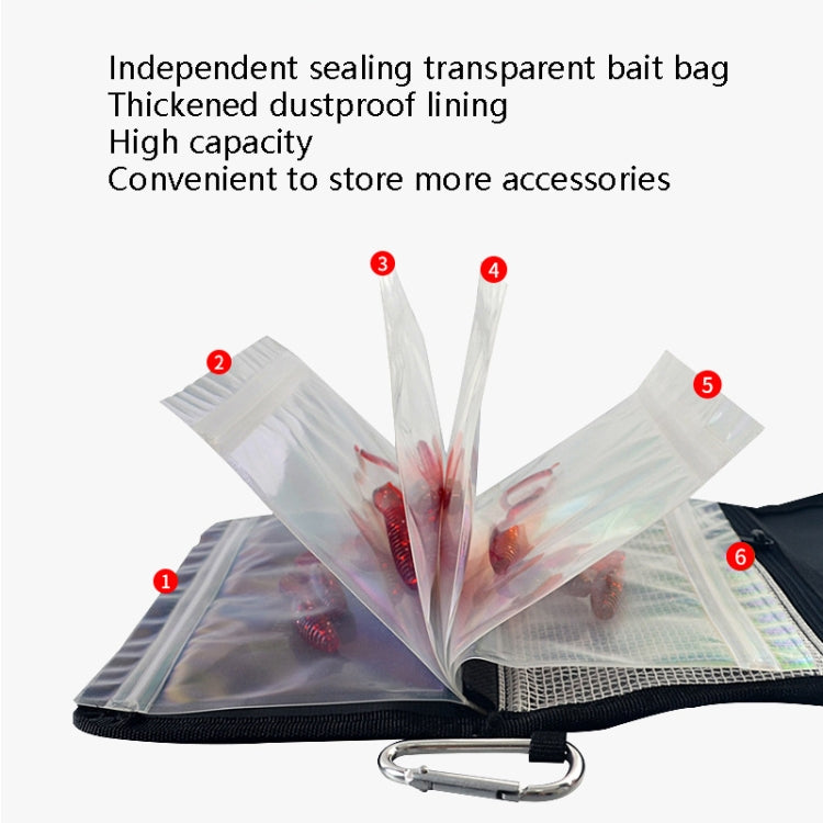 Borsa per esche per pesci divisibile con 6 adesivi autosigillanti in PVC Borsa per appendere la classificazione degli adesivi
