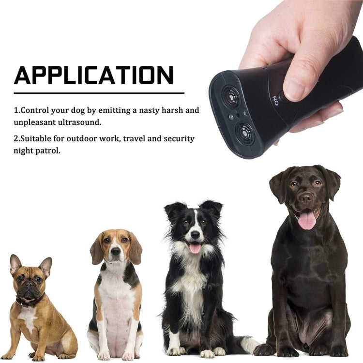 Torcia a LED Ultrasonic Dog Repeller Addestratore di cani portatile, Single-headed Black, Single-headed Yellow, Double black