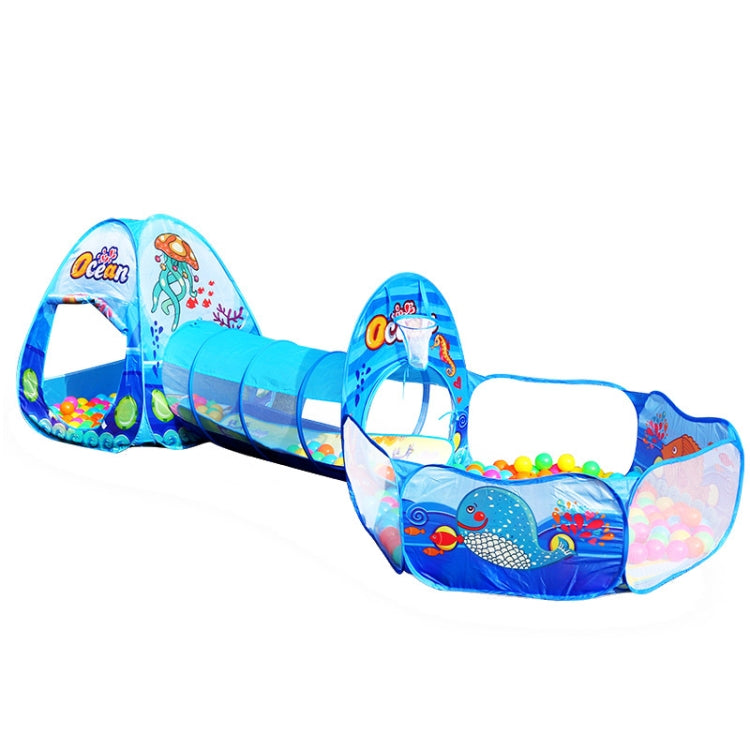 3 in 1 ZP01 Tenda per bambini Play House Tunnel Giocattolo pieghevole per piscina con palline oceaniche, Blue Sea, Deep Sea