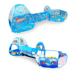 3 in 1 ZP01 Tenda per bambini Play House Tunnel Giocattolo pieghevole per piscina con palline oceaniche, Blue Sea, Deep Sea