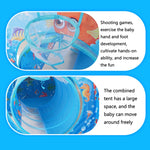 3 in 1 ZP01 Tenda per bambini Play House Tunnel Giocattolo pieghevole per piscina con palline oceaniche, Blue Sea, Deep Sea