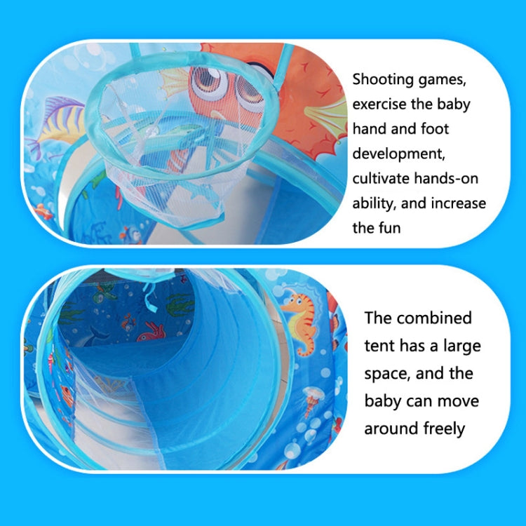 3 in 1 ZP01 Tenda per bambini Play House Tunnel Giocattolo pieghevole per piscina con palline oceaniche, Blue Sea, Deep Sea