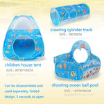 3 in 1 ZP01 Tenda per bambini Play House Tunnel Giocattolo pieghevole per piscina con palline oceaniche, Blue Sea, Deep Sea