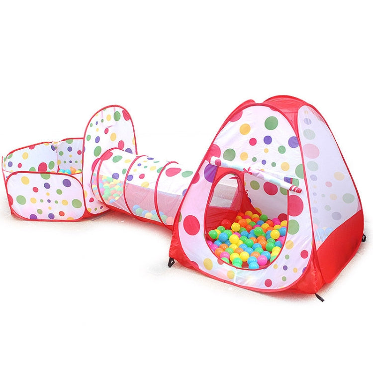 3 in 1 Tenda per bambini Play House Tunnel Giocattolo pieghevole per piscina con palline oceaniche, Red