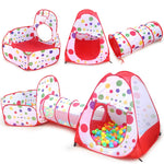 3 in 1 Tenda per bambini Play House Tunnel Giocattolo pieghevole per piscina con palline oceaniche, Red