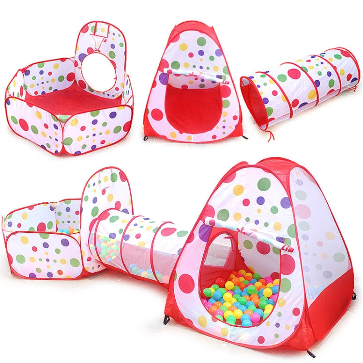 3 in 1 Tenda per bambini Play House Tunnel Giocattolo pieghevole per piscina con palline oceaniche, Red