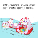 3 in 1 Tenda per bambini Play House Tunnel Giocattolo pieghevole per piscina con palline oceaniche, Red
