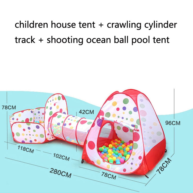 3 in 1 Tenda per bambini Play House Tunnel Giocattolo pieghevole per piscina con palline oceaniche, Red