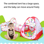 3 in 1 Tenda per bambini Play House Tunnel Giocattolo pieghevole per piscina con palline oceaniche, Red