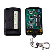 Telecomando per porta da garage a codice fisso con modulazione di frequenza 250-450 MHz.