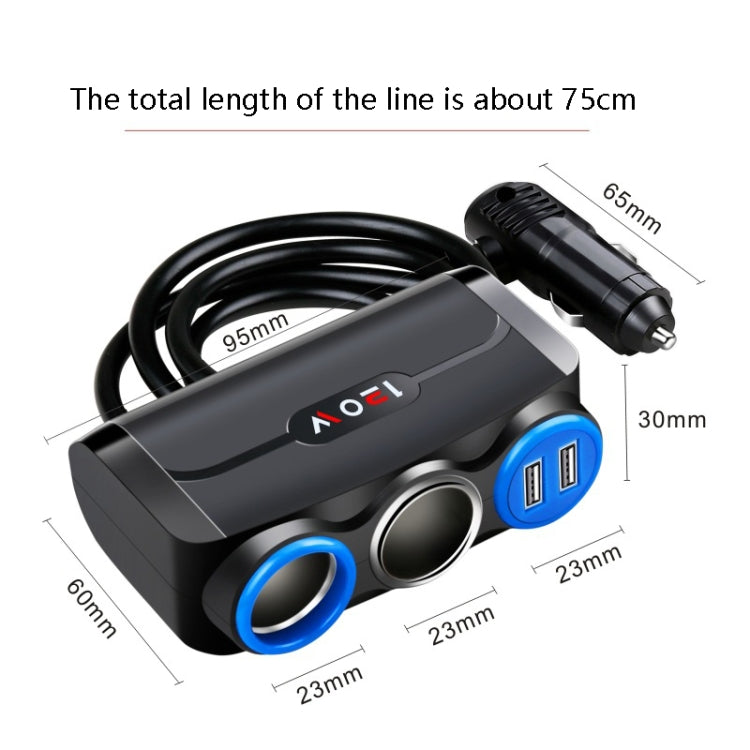 Accendisigari per auto Multi-Funzione Ricarica per telefono cellulare Ricarica per auto USB Spina adattatore 12/24V, Black Red, Black Blue, White Red, White Blue