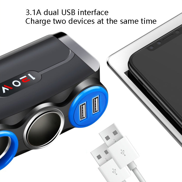 Accendisigari per auto Multi-Funzione Ricarica per telefono cellulare Ricarica per auto USB Spina adattatore 12/24V, Black Red, Black Blue, White Red, White Blue