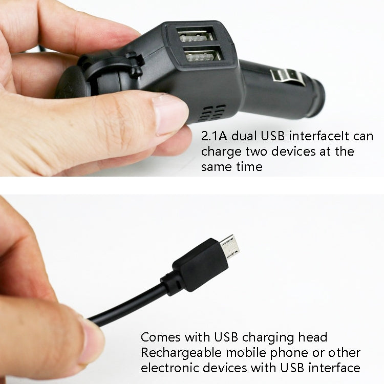 Caricabatterie per auto 3 in 1 da 2 pezzi con interfaccia USB doppia per accendisigari con cavo di ricarica per telefono cellulare USB