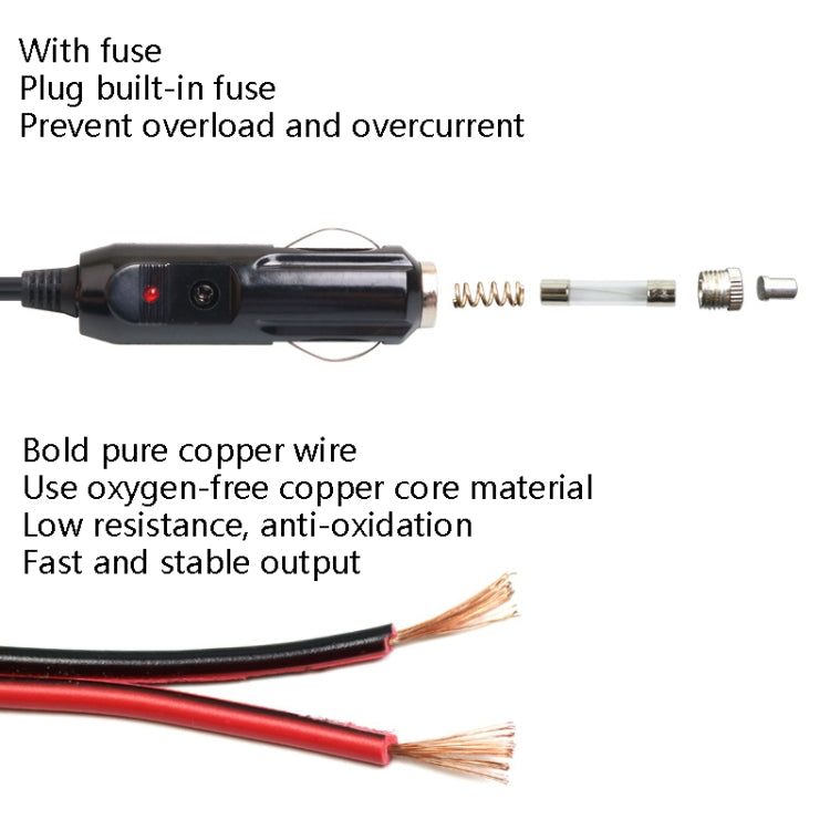 Linea frigorifero a compressore per auto 12/24V Linea accendisigari per frigorifero a semiconduttore, With Switch 1m, With Switch 2m, With Switch 4m, With Switch 5m, Without Switch 1m, Without Switch 2m, Without Switch 4m, Without Switch 5m