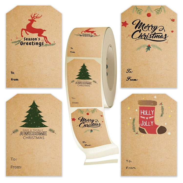 LG-210720-7050-008 Albero di Natale Carta Kraft Adesivo Decorazione natalizia Etichetta regalo autoadesiva, LG-210720-7050-008