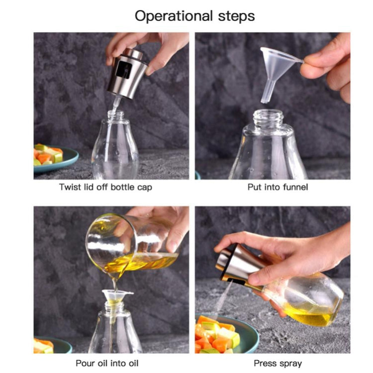 Bottiglia di vetro in acciaio inossidabile Barbecue Cottura Condimento Pentola per olio Spruzzatore Olio per iniezione Bollitore Bottiglia spray per olio, Oil Spray Bottle