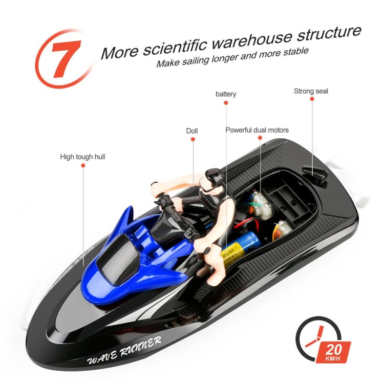 809 2.4G Telecomando Motor Speed Boat Modello di yacht elettrico ad alta velocità Giocattoli d'acqua per bambini, specificazione, Single Battery (Red), Single Battery (Blue)