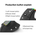 DELUX M618C 6 Tasti 1600 DPI RGB Vertical Wireless Bluetooth Dual Mode Mouse, M618C(White), M618C(Black)
