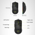 DELUX M700BU Mouse cablato per giochi a 7 tasti Mouse cablato desktop, stile:, 3325 (Support 10000DPI), 3389 (Support 16000DPI)