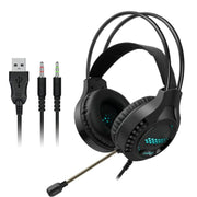 Smailwolf AK3 Cuffie da gioco Cuffie cablate luminose per computer desktop, stile:, 3.5mm Double Plug Black, USB Single-plug Black