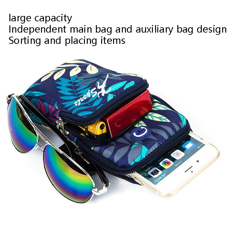 2 PCS B026 Borsa da braccio per cellulare da corsa Borsa per cellulare sportiva da yoga, specifica:, Small (Leaves Blue), Large (Leaves Blue), Small (Leaves Orange), Large (Leaves Orange)