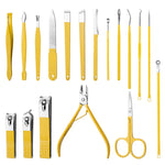 Set tagliaunghie Set manicure Tagliaunghie in acciaio inossidabile Strumento per manicure, 9 In 1, 18 In 1 Yellow, 26 In 1  Pink, 26 In 1 Black