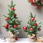 SYCT74 Decorazioni Natalizie Mini Albero di Natale Bianco PE Frutti Rossi, 40cm, 50cm