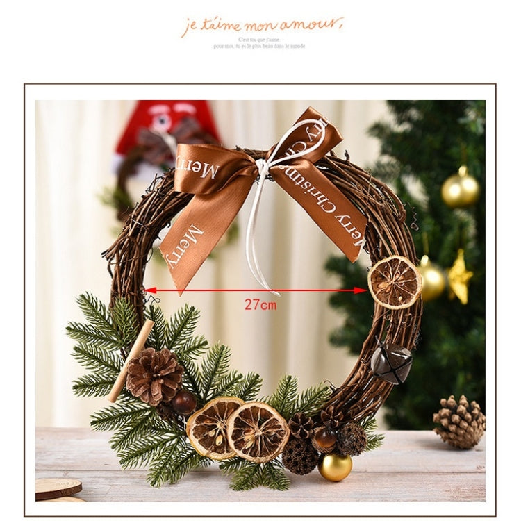 Decorazione natalizia Ghirlanda Ghirlanda Appesa alla porta in rattan, Red Flower, Double Clock, Chain, Gold, Double Bell Gift Pack, Poetry and Distant, Big Branch, Old Man, Big Branch, Snowman, Bulls, Swan, Lemon, Cotton