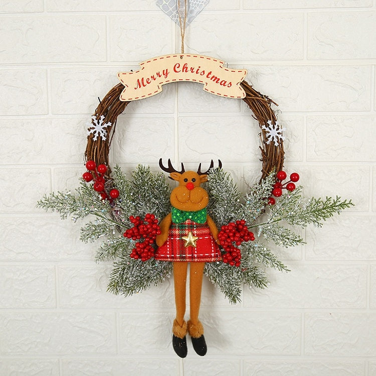 Decorazione natalizia Ghirlanda Ghirlanda Appesa alla porta in rattan, Red Flower, Double Clock, Chain, Gold, Double Bell Gift Pack, Poetry and Distant, Big Branch, Old Man, Big Branch, Snowman, Bulls, Swan, Lemon, Cotton