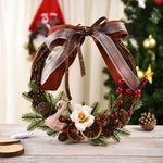 Decorazione natalizia Ghirlanda Ghirlanda Appesa alla porta in rattan, Red Flower, Double Clock, Chain, Gold, Double Bell Gift Pack, Poetry and Distant, Big Branch, Old Man, Big Branch, Snowman, Bulls, Swan, Lemon, Cotton