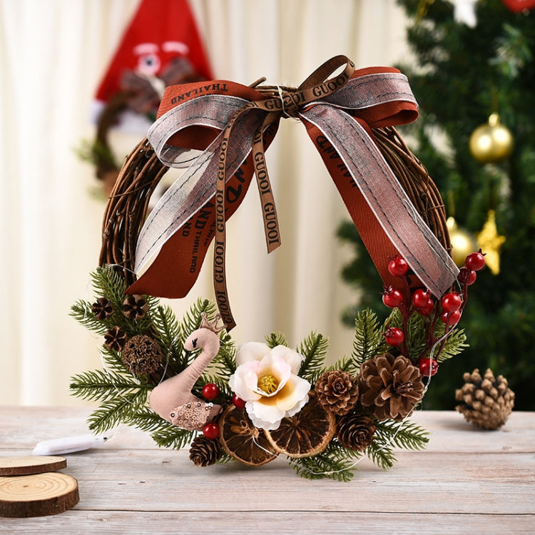 Decorazione natalizia Ghirlanda Ghirlanda Appesa alla porta in rattan, Red Flower, Double Clock, Chain, Gold, Double Bell Gift Pack, Poetry and Distant, Big Branch, Old Man, Big Branch, Snowman, Bulls, Swan, Lemon, Cotton