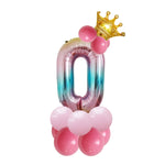 2 Set T2001 Birthday Gradient Digital Crown Set di palloncini in alluminio