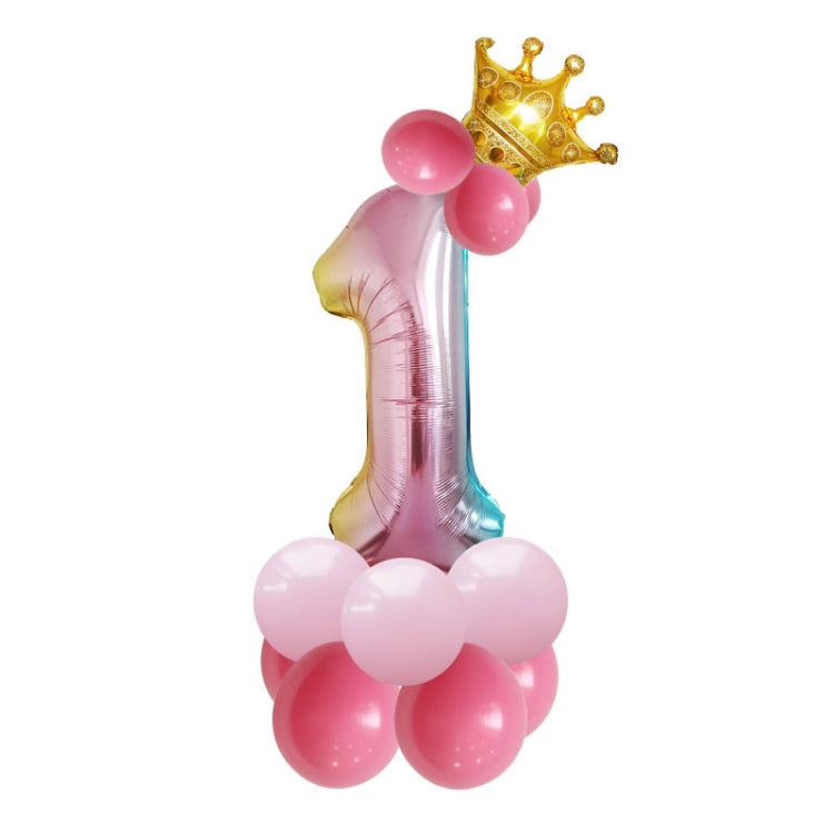 2 Set T2001 Birthday Gradient Digital Crown Set di palloncini in alluminio