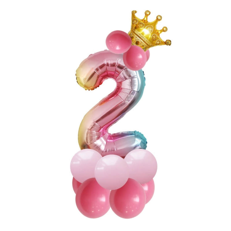 2 Set T2001 Birthday Gradient Digital Crown Set di palloncini in alluminio