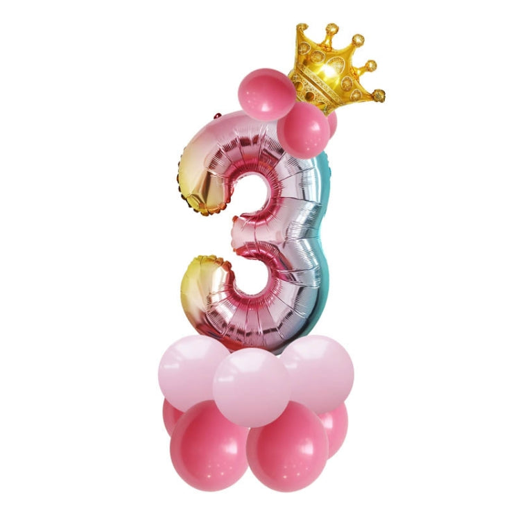 2 Set T2001 Birthday Gradient Digital Crown Set di palloncini in alluminio