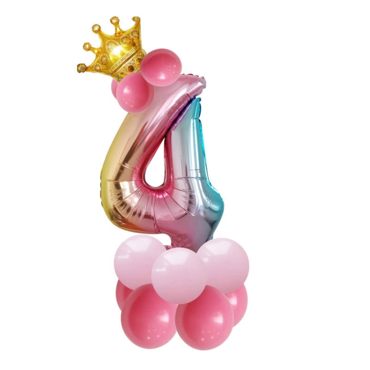 2 Set T2001 Birthday Gradient Digital Crown Set di palloncini in alluminio