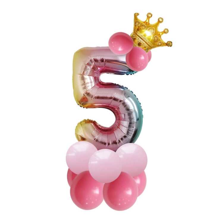 2 Set T2001 Birthday Gradient Digital Crown Set di palloncini in alluminio