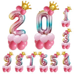 2 Set T2001 Birthday Gradient Digital Crown Set di palloncini in alluminio
