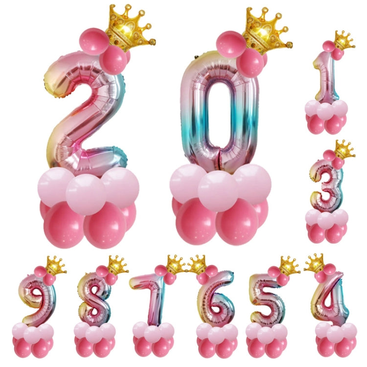 2 Set T2001 Birthday Gradient Digital Crown Set di palloncini in alluminio