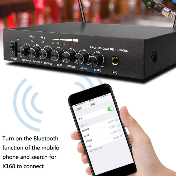 Microfono wireless Bluetooth con riverbero e ricevitore
