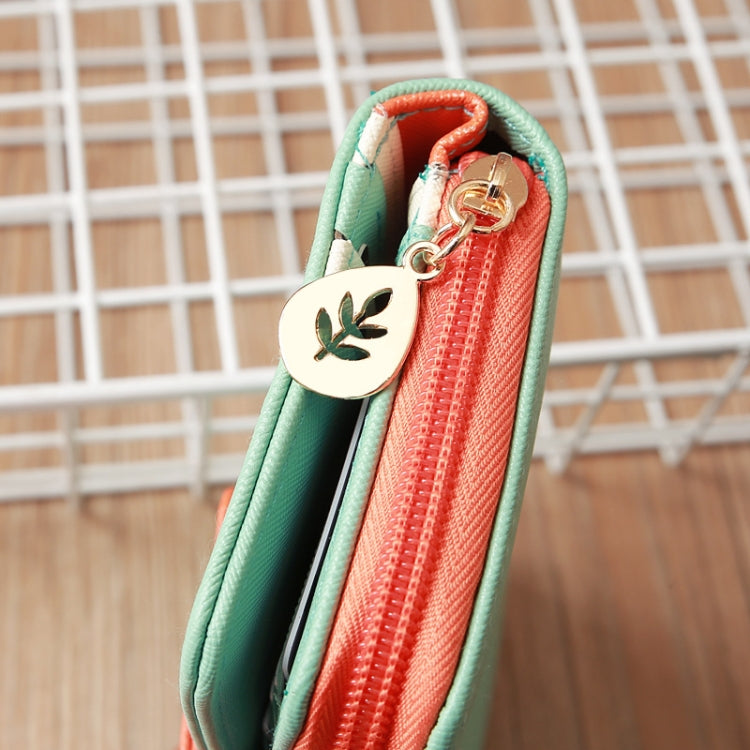 Flying Bird Two Fold Wallet Lady Long Wallet Zipper Borsa per cellulare Porta carte di grande capacità