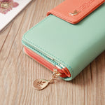 Flying Bird Two Fold Wallet Lady Long Wallet Zipper Borsa per cellulare Porta carte di grande capacità
