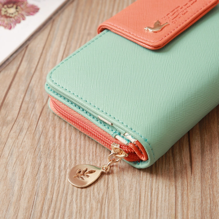 Flying Bird Two Fold Wallet Lady Long Wallet Zipper Borsa per cellulare Porta carte di grande capacità